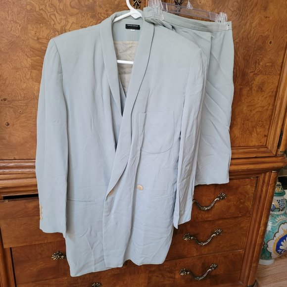 Giorgio Armani suit, light blue, size 40 Italian, ensemble jacket,skirt,vest - Picture 1 of 5